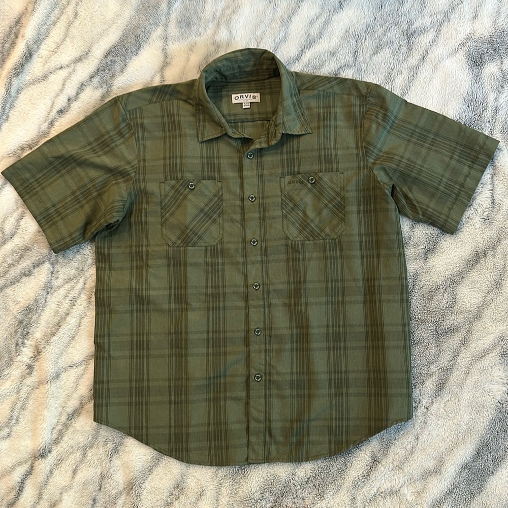 Orvis plaid short sleeve tech button down shirt